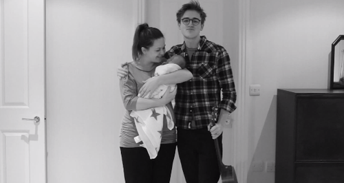 Tom Fletcher and Giovanna holding their baby