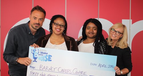 Jamie & Emma Cheque For Barnet Carers